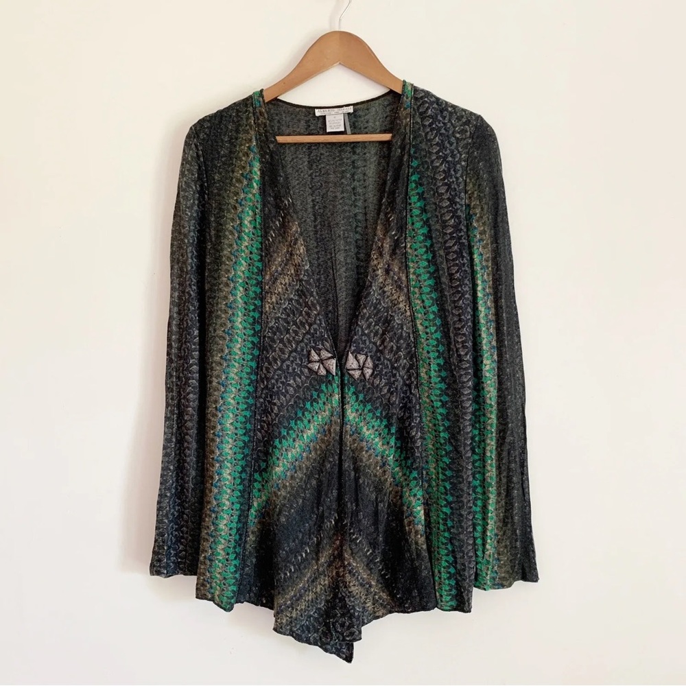 Alberto Makali Sweater Cardigan Mesh Knit size extra large (XL) green and black